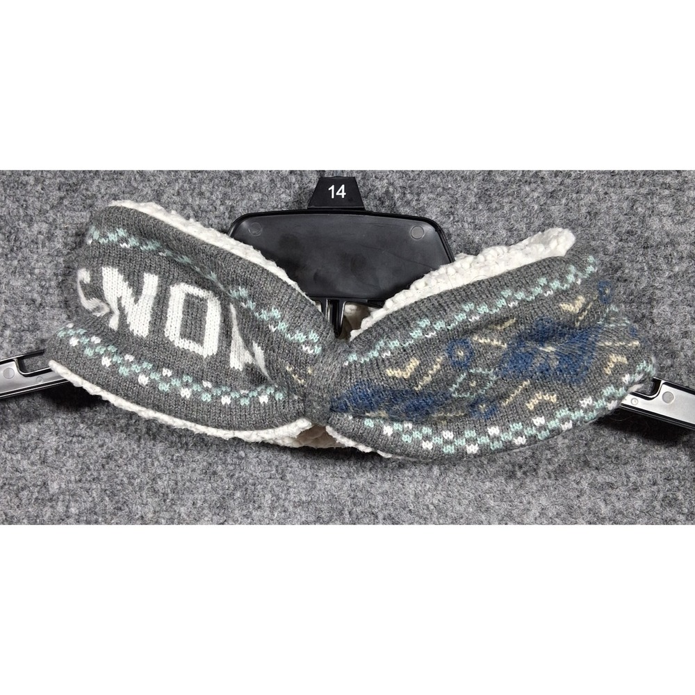 Quagga Gray Let It Snow Knit Headband Sherpa Fleece Lined Ear Warmer One Size
